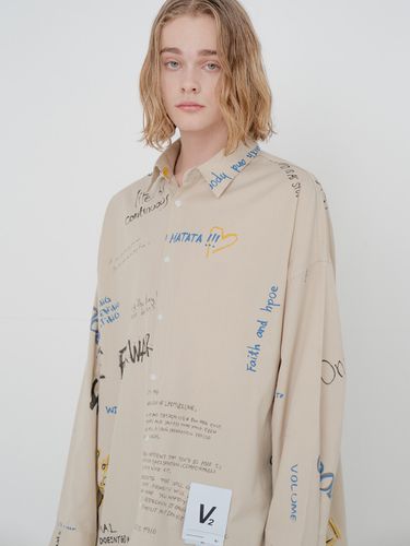 Oversized Doodle Color Shirt Beige - V2 - Modalova