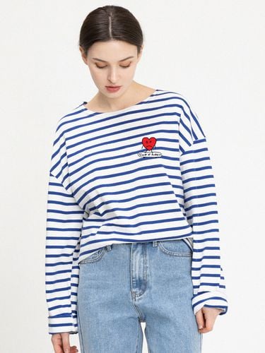 Heart Board Drawing Stripe Long-sleeve _Blue - GRAVER - Modalova