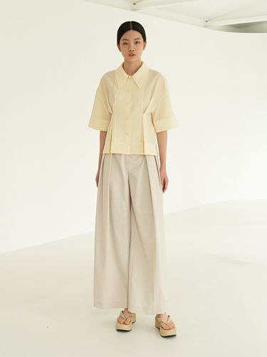 Tor Two Tuck Wide Cotton Trousers_2 Colors - MOHAN - Modalova