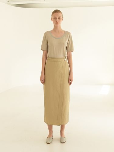 Tor Linen Wrap Stitch Skirt_2 Colors - MOHAN - Modalova