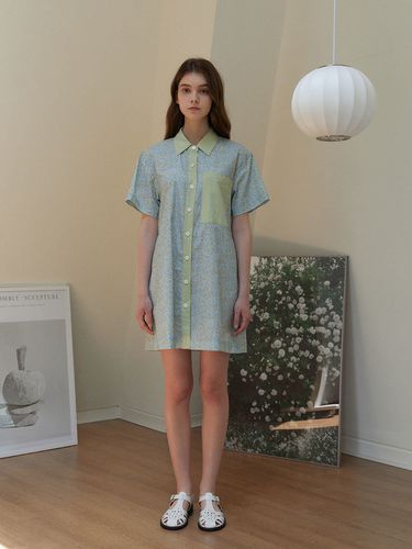 Leaf Pattern Mini Dress_Mint - molto - Modalova