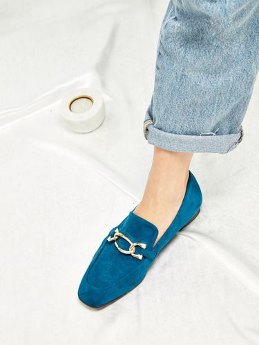 Square Toe Point Loafers Blue - Meiel Dew - Modalova