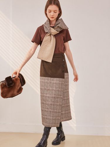 Wool Mix Wrap Around Skirt_Brown - SOFT SEOUL - Modalova