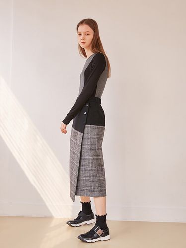 Wool Mix Wrap Around Skirt_Black - SOFT SEOUL - Modalova