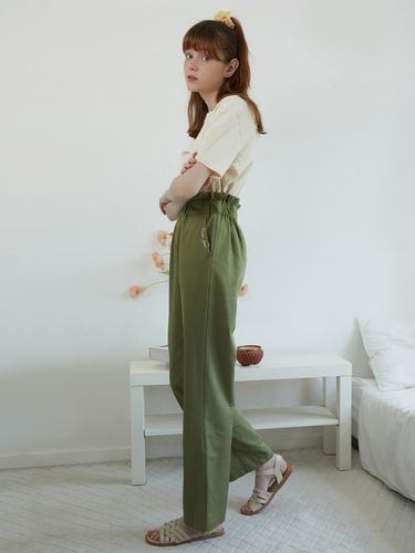 Frill Logo Pull-On Pants_Khaki - dearpeer - Modalova