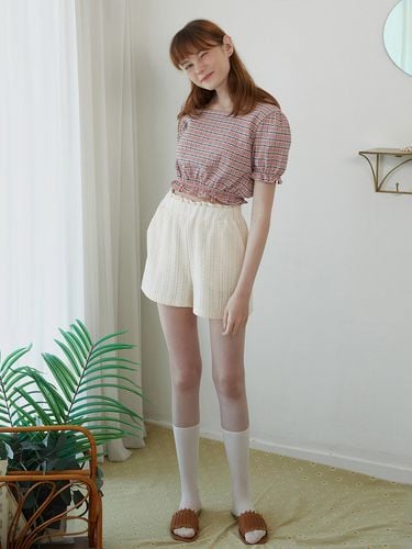 Net Frill Pull-On Shorts_Off White - dearpeer - Modalova