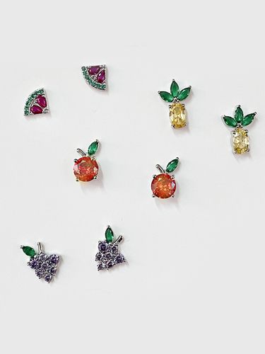 Fruits Crystal Earring 4 Set - August Harmony - Modalova