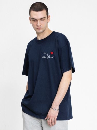 UNISEX] Drawing Heart Life Logo T-Shirt _Navy - GRAVER - Modalova