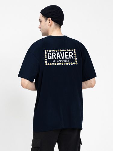 Border Flower Back Logo T-Shirt_Navy - GRAVER - Modalova