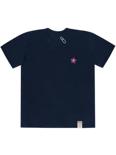 Purple Flower Embroidered T-Shirt _Navy - GRAVER - Modalova