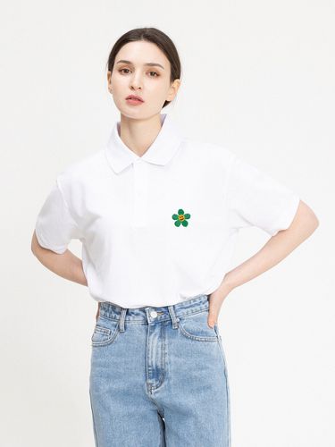 Green Flower Dote Embroidered PK T-Shirt _White - GRAVER - Modalova