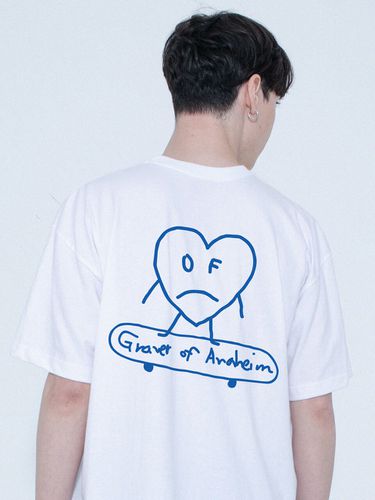 Line Heart Board Back Printing T-Shirt_White - GRAVER - Modalova