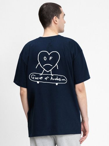 Line Heart Board Back Printing T-Shirt_Navy - GRAVER - Modalova