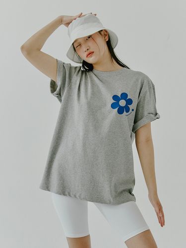 Flower Power T Shirt (Melange Grey) - DELIGHTPOOL - Modalova