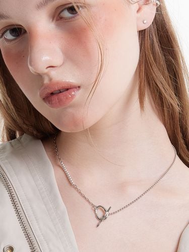 Rough Bar and Ball Chain Necklace - 2 Colors - POSTLUDE - Modalova