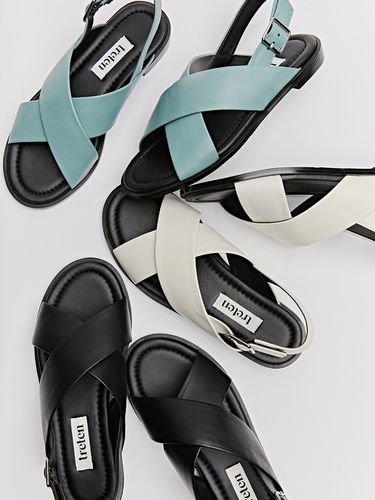 Cross Strap Flat Sandals - 3 Colors - treten - Modalova