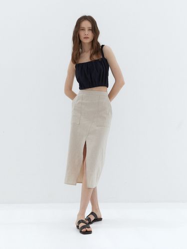 Slit midi skirt (beige) - NEBELEVERYWEAR - Modalova