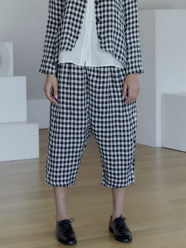 Linen 100%] Gingham Linen Pants_2 colors - ho`me - Modalova