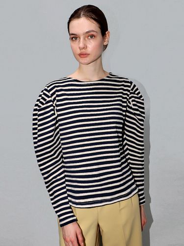 S Puff Stripe T-shirt_Navy - DAMAGE MNEMONIC - Modalova