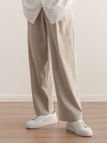 Two Tuck Wide Set-up Slacks Light Beige - LIEU HOMME - Modalova