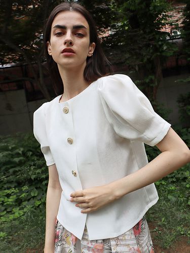 Reversible Linen Blouse_White - DAMAGE MNEMONIC - Modalova