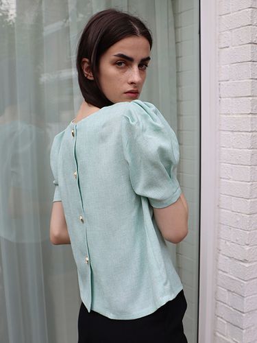 Reversible Linen Blouse_Mint - DAMAGE MNEMONIC - Modalova