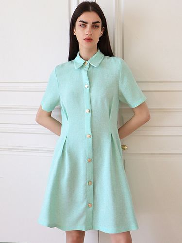 Fancy Tweed Shirt Dress_Mint - DAMAGE MNEMONIC - Modalova