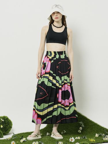 Night Garden Pleats Skirt_Black+Multi - RALMODE - Modalova