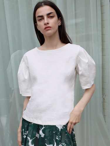 Jacquard Puff T-shirt_White - DAMAGE MNEMONIC - Modalova