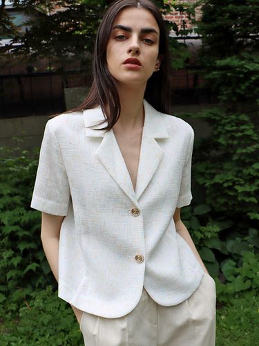 Glitter Tweed Jacket_White - DAMAGE MNEMONIC - Modalova