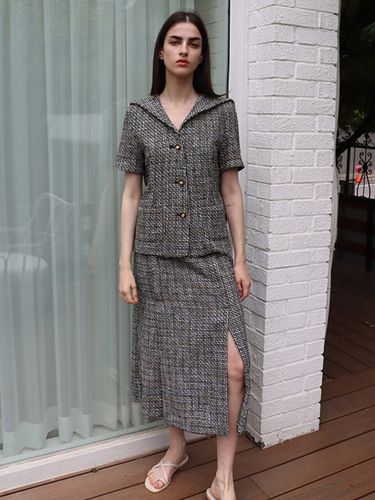 Tweed Long Skirt_Black - DAMAGE MNEMONIC - Modalova