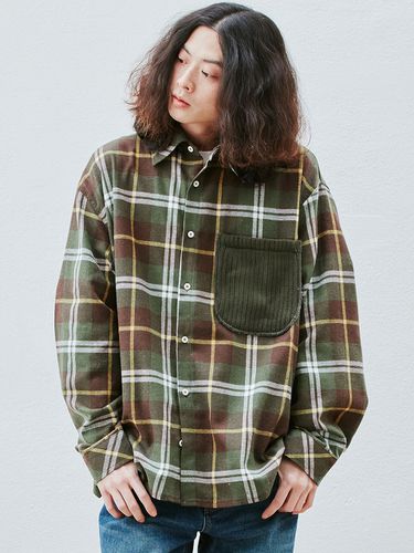 Knitted Pocket Checked Flannel Shirt - QUIETIST - Modalova