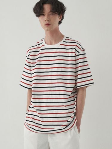 Striped Half Sleeve T-shirt Red - V2 - Modalova