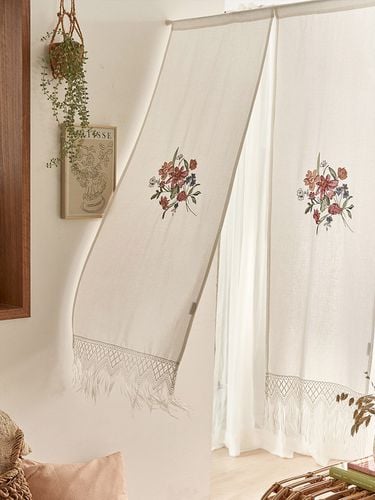 Pink Daisy Flower Embroidery Shade Curtain_Multi - DECOVIEW - Modalova