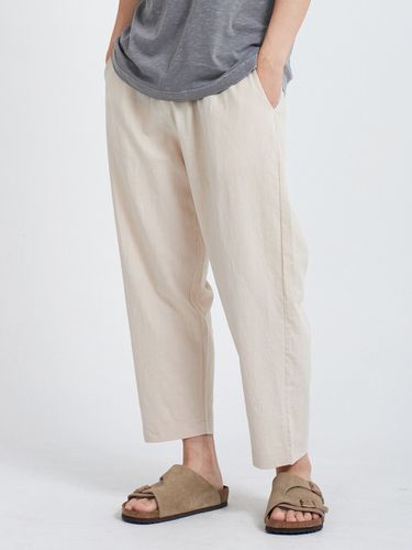 Linen Cropped Pants Light Beige - PaperBoy - Modalova