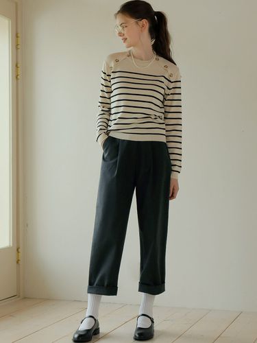 Wide Elastic Cotton Tailored Pants [] - AMONG - Modalova