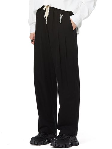 Loose Fit Pin Tuck Banding Wide Pants_Black - FANACULT - Modalova