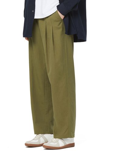 Loose Fit Pin Tuck Banding Wide Pants_Khaki - FANACULT - Modalova