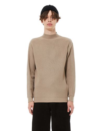 Cotton Mock Neck Knit_Beige - FANACULT - Modalova