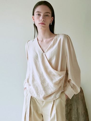 Satin Wrap Blouse (Beige) - NICK&NICOLE - Modalova