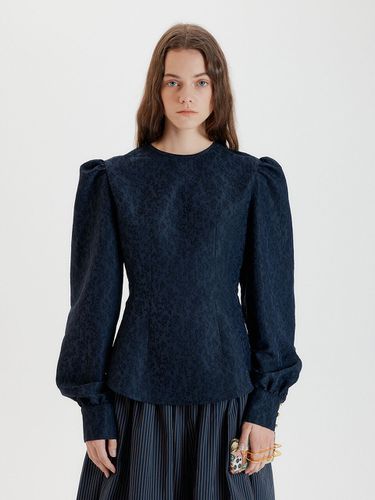 TULIP Puff Sleeve Blouse (Navy) - EENK - Modalova