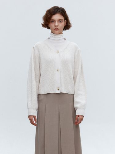 TOF Volume Ribbed Knit Cardigan_Cream - MOHAN - Modalova