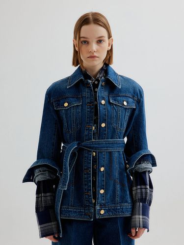 TEN Belted Denim Jacket (Blue) - EENK - Modalova