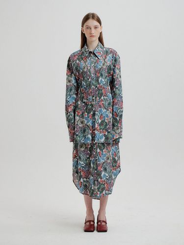 TALE Floral Print Pintuck Layered Shirt Dress (//) - EENK - Modalova