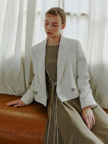 Tweed Double Jacket_Cream - ETMON - Modalova