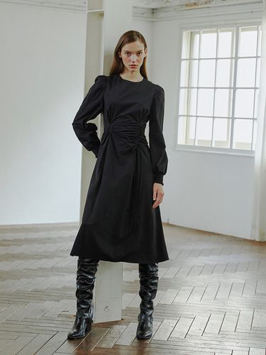 Pin-tuck String Smock Dress_Black - ETMON - Modalova