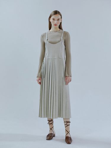 Strap Pleats Dress_Light Green - ETMON - Modalova