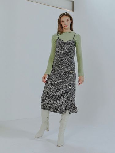 Slip Button Pattern Dress_Black - ETMON - Modalova