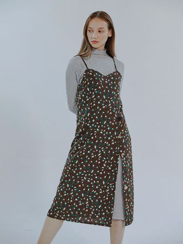 Slip Button Pattern Dress_Brown - ETMON - Modalova