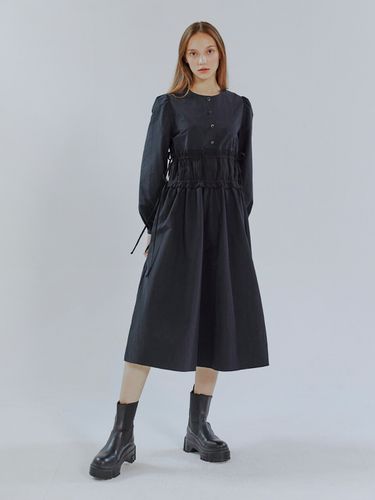 Waist Pleats String Dress_Black - ETMON - Modalova